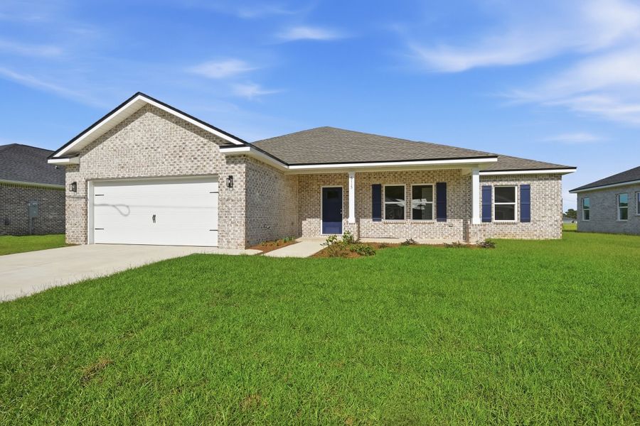 Front exterior of a new home in Southern Charm, Crestview, FL, highlighting curb appeal (Image 2). Front exterior of a new home in Southern Charm, Crestview, FL, highlighting curb appeal (Image 2).