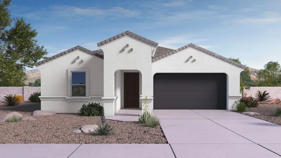 Representative exterior photo of a completed home built from the Laveen by D.R. Horton in Windrose, Waddell, AZ (Image 2). Representative exterior photo of a completed home built from the Laveen by D.R. Horton in Windrose, Waddell, AZ (Image 2).