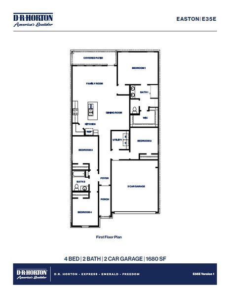 2D floor plan layout for the Easton by D.R. Horton in Cypress Green, Hockley, TX (Image 3). 2D floor plan layout for the Easton by D.R. Horton in Cypress Green, Hockley, TX (Image 3).