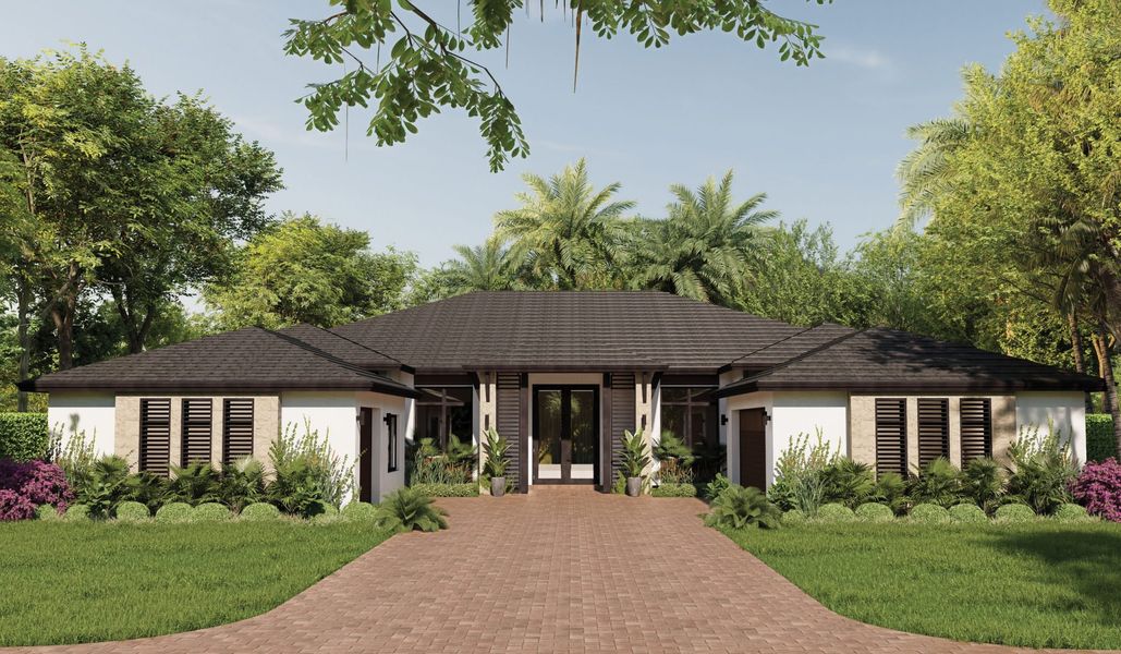 Representative exterior photo of a completed home built from the Longines by CC Homes in Estates by Turnberry, Davie, FL (Image 8). Representative exterior photo of a completed home built from the Longines by CC Homes in Estates by Turnberry, Davie, FL (Image 8).