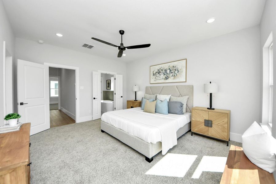 Furnished interior view inside a new home in Skyline Homes at Cavalcade, Houston (Image 36). Furnished interior view inside a new home in Skyline Homes at Cavalcade, Houston (Image 36).