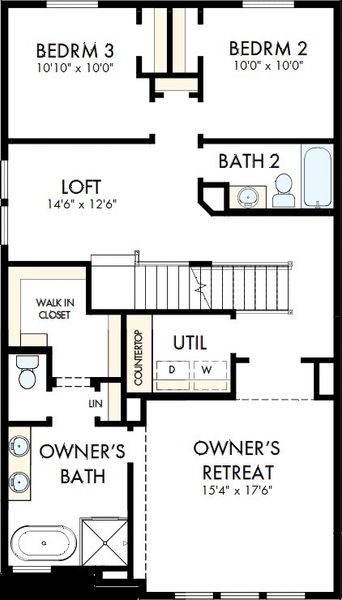 2D floor plan layout of this home in Reserve at Park Row, Houston, TX (Image 3).
