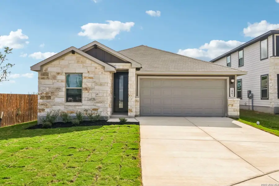 Front exterior of a new home in Catalina, Converse, TX, highlighting curb appeal (Image 21). Front exterior of a new home in Catalina, Converse, TX, highlighting curb appeal (Image 21).