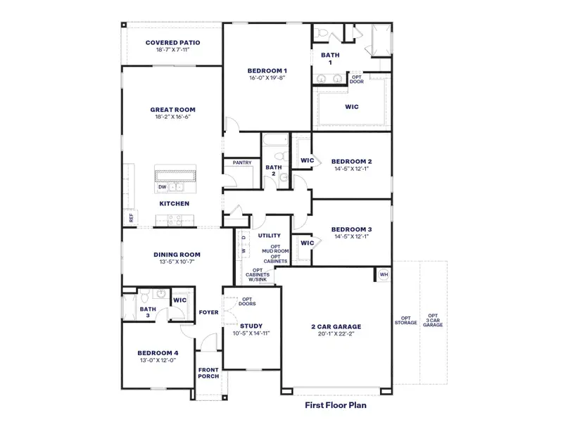 2D floor plan layout of this home in Zanjero Pass, Waddell, AZ (Image 2).