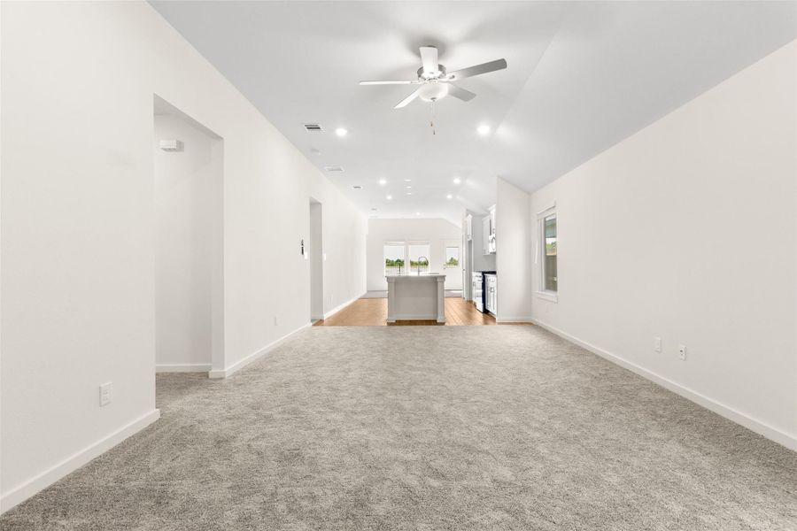 Enter through foyer into large family room