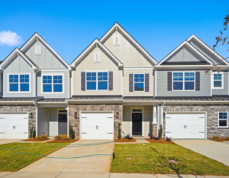 Front exterior of a new home in Blythe Mill Townhomes, Waxhaw, NC, highlighting curb appeal (Image 28).