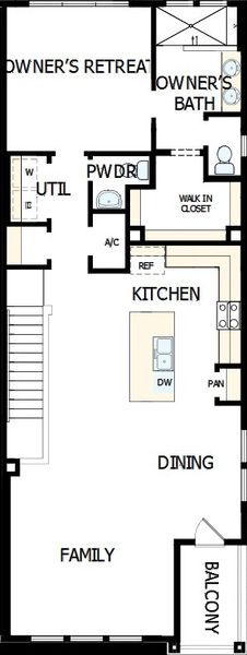 2D floor plan layout of this home in Kinston Mainstreet Townhomes, Loveland, CO (Image 2).