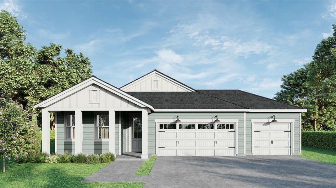 Front exterior of a new home in Palm Coast Homes, Palm Coast, FL, highlighting curb appeal (Image 2).