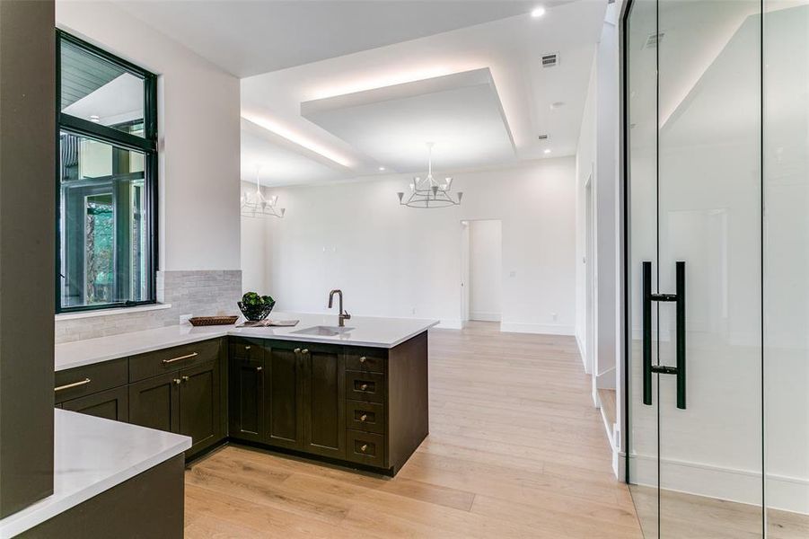 View from kitchen into game room. View from kitchen into game room.