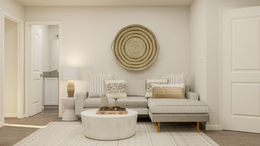 A living room with a white wall. A living room with a white wall.