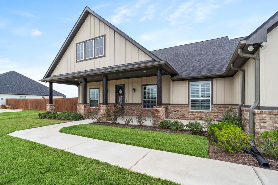 Front exterior of a new home in , Needville, TX, highlighting curb appeal (Image 2). Front exterior of a new home in , Needville, TX, highlighting curb appeal (Image 2).