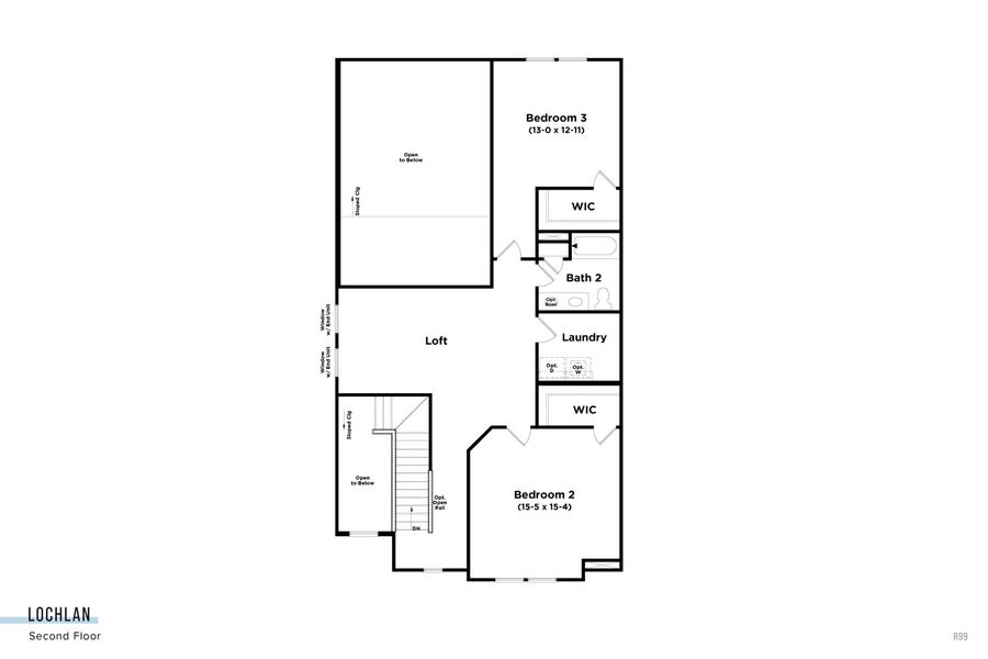 2D floor plan layout for the Lochlan by DRB Homes in Indigo at the Preserve, Myrtle Beach, SC (Image 5).