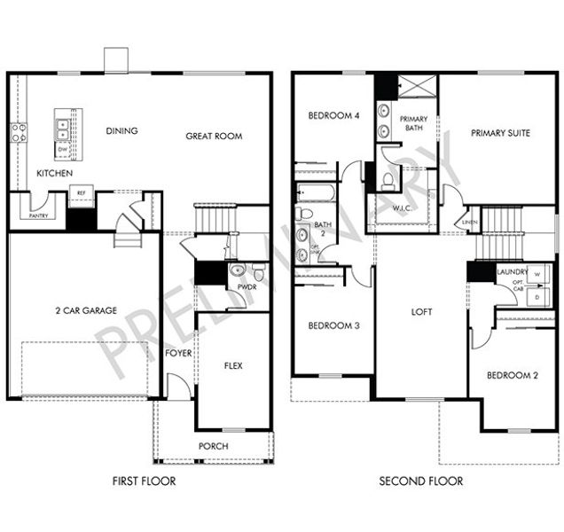 2D floor plan layout of this home in Lorson Ranch : The Springs Collection, Colorado Springs, CO (Image 2).