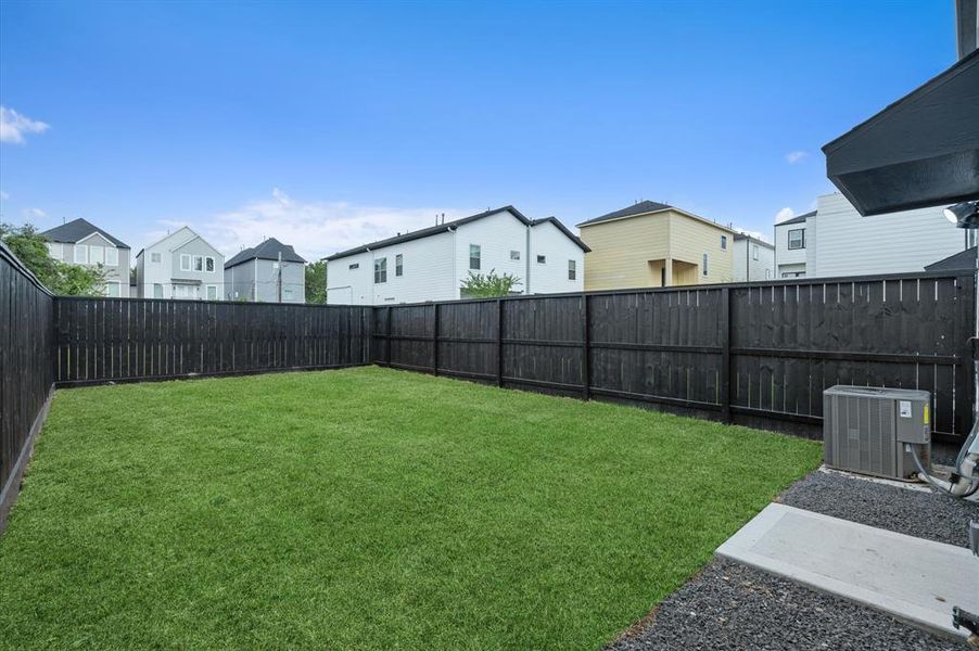 Privately fenced backyard oasis (Not on all homes).