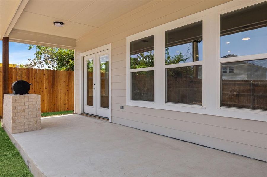 View of patio with french doors