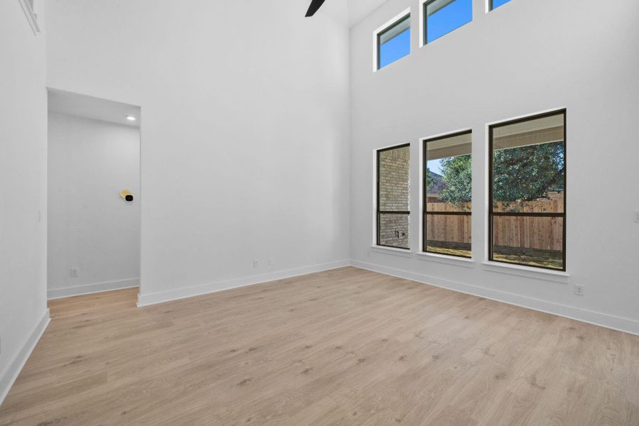 Family Room with soaring ceiling
