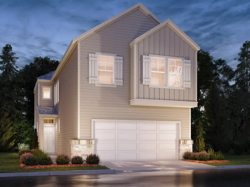 Front exterior of a new home in Parkway Commons - City Series, Missouri City, TX, highlighting curb appeal (Image 1). Front exterior of a new home in Parkway Commons - City Series, Missouri City, TX, highlighting curb appeal (Image 1).