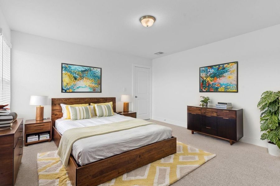 Alternate view of the upstairs bedroom highlights its roomy layout and dual window design, creating a bright and welcoming space with a peaceful ambiance. *Virtually Staged* **Image Representative of Plan Only and May Vary as Built**. Alternate view of the upstairs bedroom highlights its roomy layout and dual window design, creating a bright and welcoming space with a peaceful ambiance. *Virtually Staged* **Image Representative of Plan Only and May Vary as Built**.