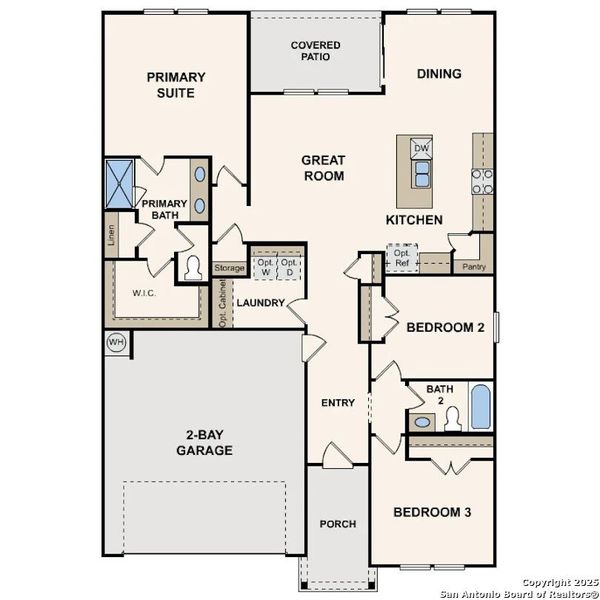 2D floor plan layout of this home in Cinco Lakes, San Antonio, TX (Image 4).