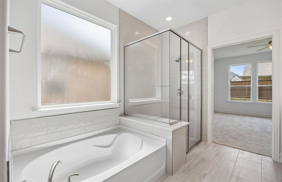 Primary bath with separate tub and shower