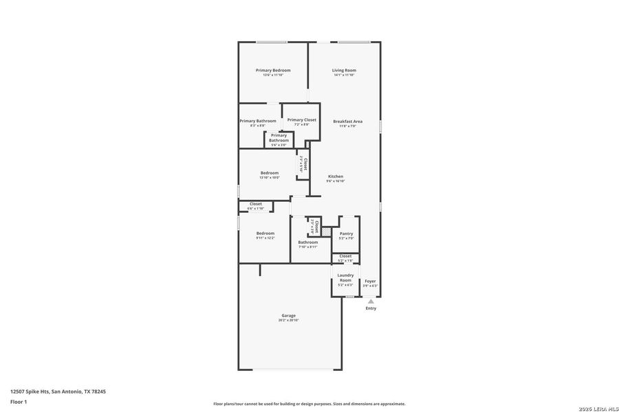 2D floor plan layout of this home in Spring Creek, San Antonio, TX (Image 5).