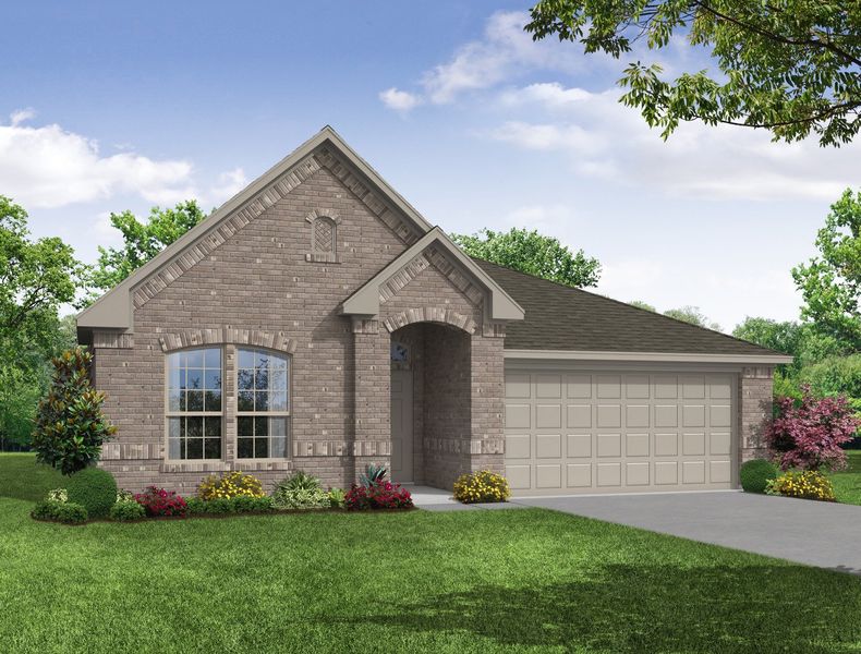 Representative exterior photo of a completed home built from the Austin by Impression Homes in De Berry Reserve, Royse City, TX (Image 2). Representative exterior photo of a completed home built from the Austin by Impression Homes in De Berry Reserve, Royse City, TX (Image 2).