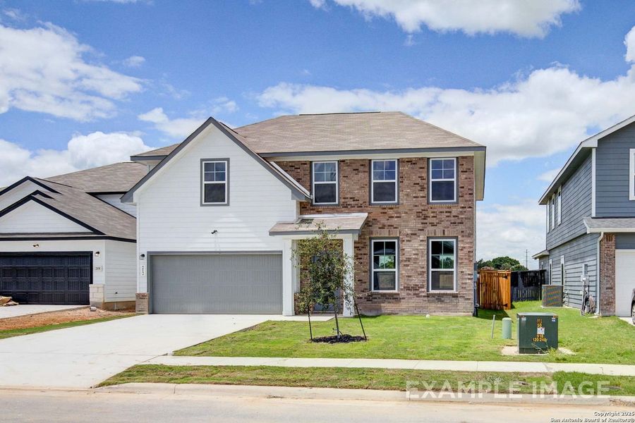 Front exterior of a new home in Horizon Pointe, Seguin, TX, highlighting curb appeal (Image 72).