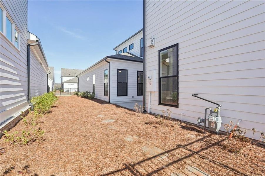 Exterior details and patio area of a home in Promenade at Sawnee Village, Cumming (Image 28).
