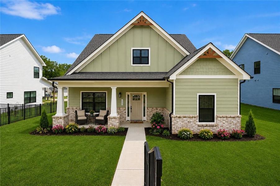Front exterior of a new home in Ferguson Corners, Emerson, GA, highlighting curb appeal (Image 1). Front exterior of a new home in Ferguson Corners, Emerson, GA, highlighting curb appeal (Image 1).