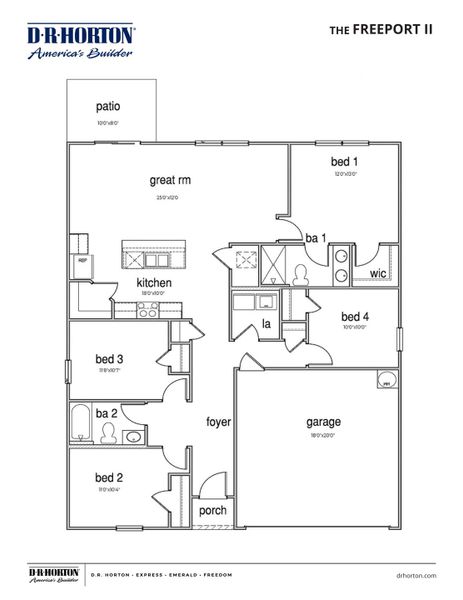 2D floor plan layout of this home in Huntington Estates, Millington, TN (Image 3).