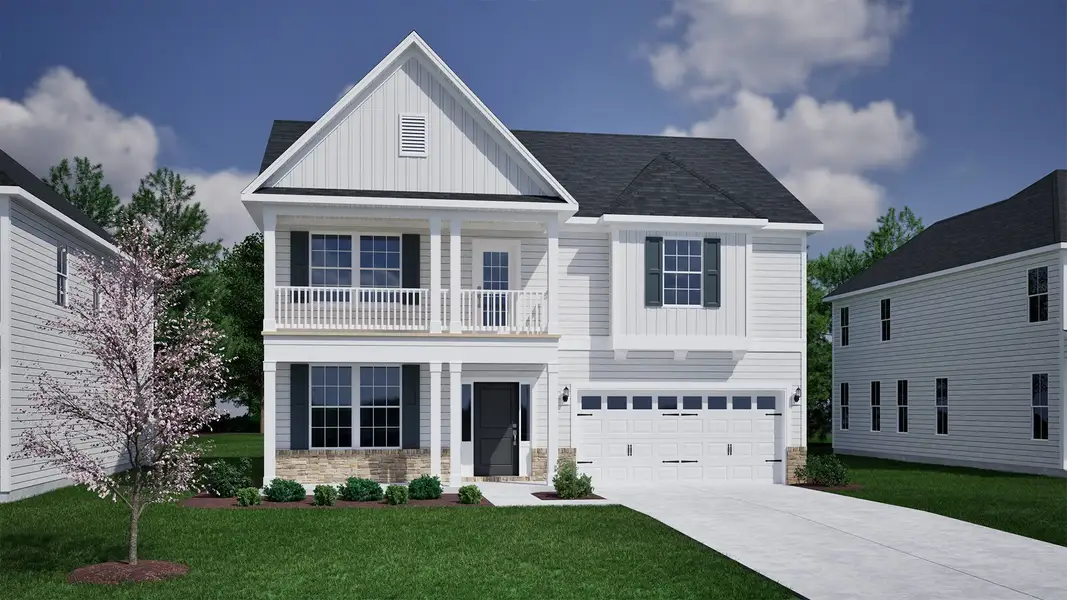 Representative exterior photo of a completed home built from the Keowee - Vanguard Collection by Mungo Homes in Scotts Hill Village, Wilmington, NC (Image 23).