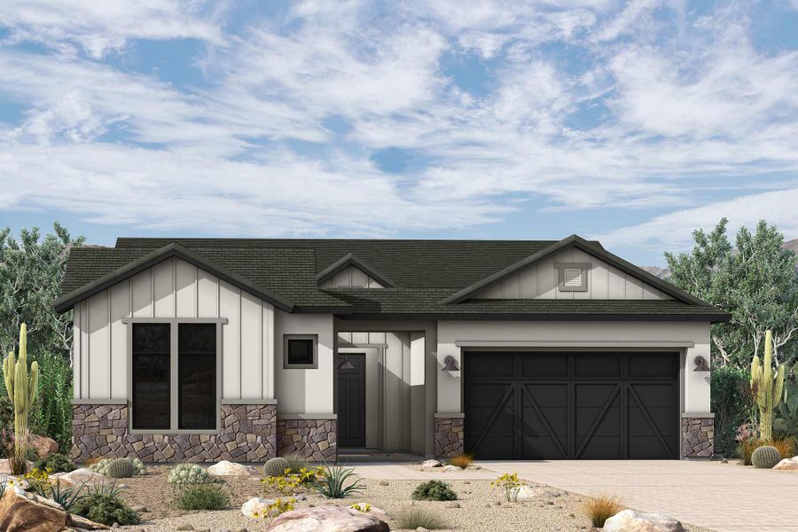 Representative exterior photo of a completed home built from the The Waterfall by David Weekley Homes in Skyline at Verrado Regent Hills, Buckeye, AZ (Image 12).