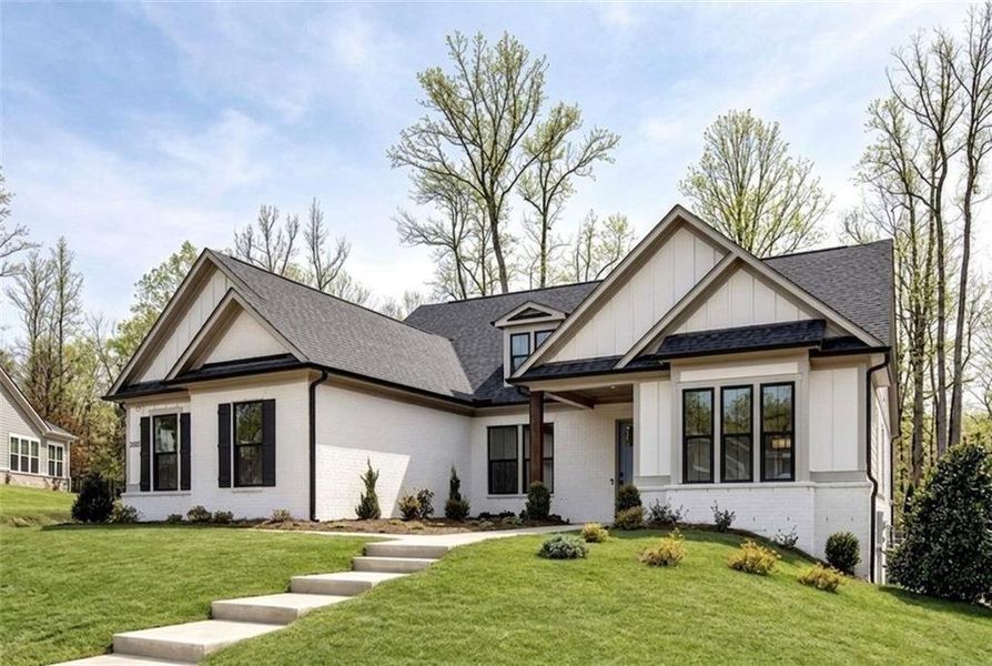 Front exterior of a new home in , Cumming, GA, highlighting curb appeal (Image 26).