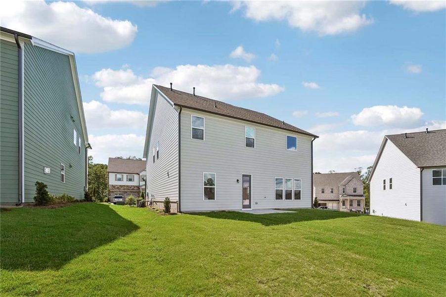 Exterior details and patio area of a home in East Harbor II at Chestatee, Dawsonville (Image 4).