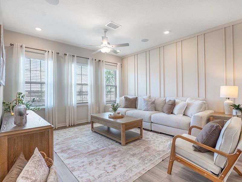 Enjoy a warm and welcoming open living area - Aria bungalow by Highland Homes