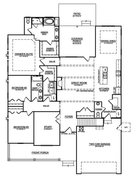 2D floor plan layout for the Creekside by Bill Clark Homes in Cheshire Landing, Grimesland, NC (Image 3). 2D floor plan layout for the Creekside by Bill Clark Homes in Cheshire Landing, Grimesland, NC (Image 3).