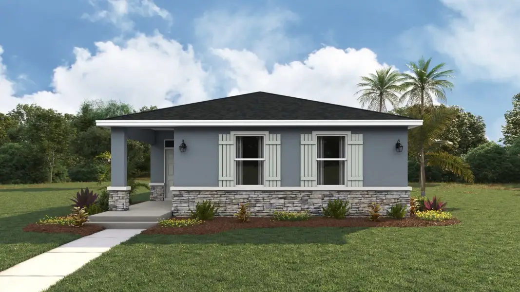 Representative exterior photo of a completed home built from the Harper by D.R. Horton in Pinellas County Spot Lots, Pinellas Park, FL (Image 1). Representative exterior photo of a completed home built from the Harper by D.R. Horton in Pinellas County Spot Lots, Pinellas Park, FL (Image 1).