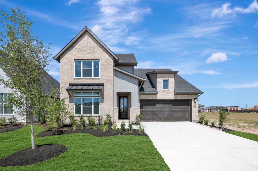 Front exterior of a new home in The Grand Prairie - Retreat Collection, Hockley, TX, highlighting curb appeal (Image 27).