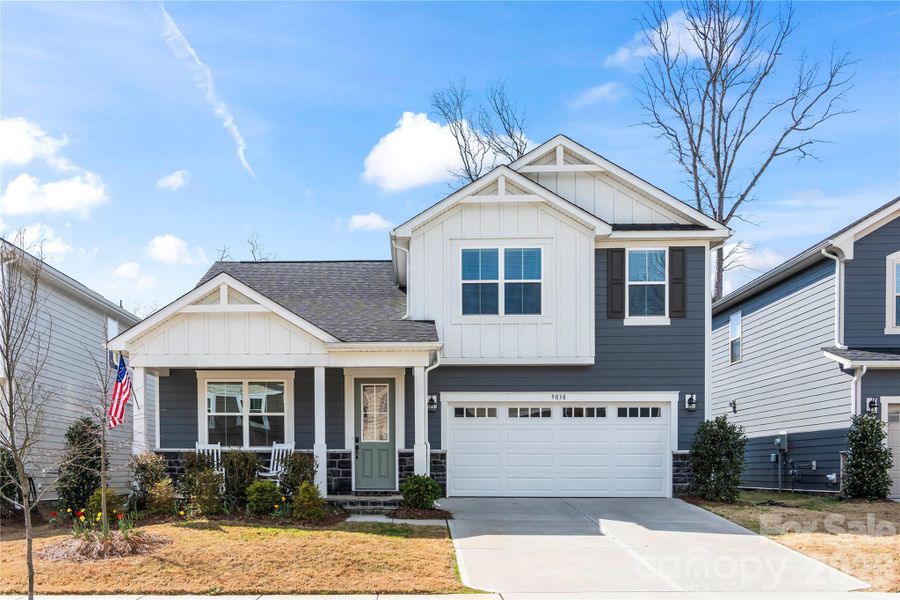 Front exterior of a new home in Roseshire Chase, Huntersville, NC, highlighting curb appeal (Image 1). Front exterior of a new home in Roseshire Chase, Huntersville, NC, highlighting curb appeal (Image 1).