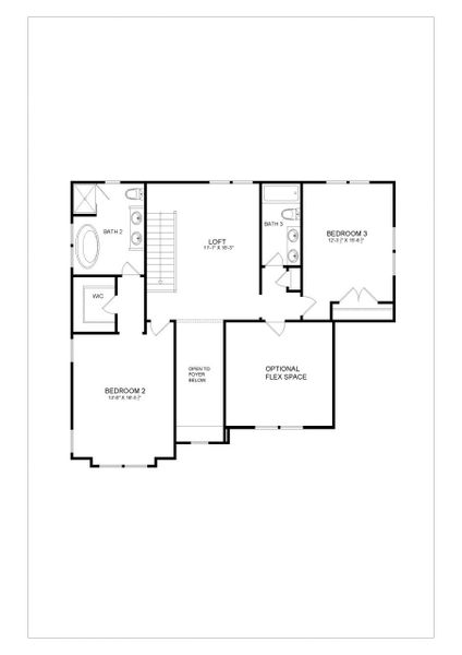 2D floor plan layout for the The Genesee by Avencia Homes in Riverwalk, Rock Hill, SC (Image 2).