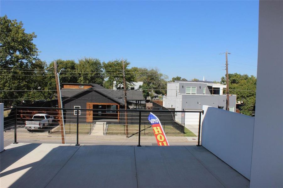 View of patio / terrace featuring a garage