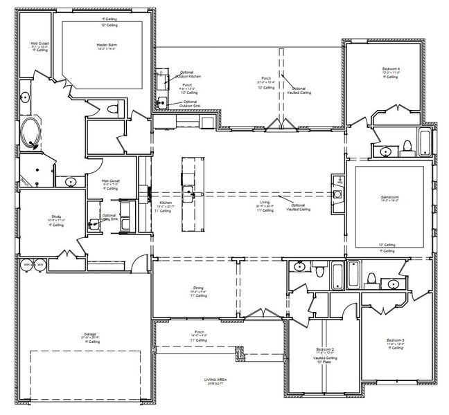2D floor plan layout for the The Grayson by Reece Homes in Greens Prairie Reserve, College Station, TX (Image 3). 2D floor plan layout for the The Grayson by Reece Homes in Greens Prairie Reserve, College Station, TX (Image 3).