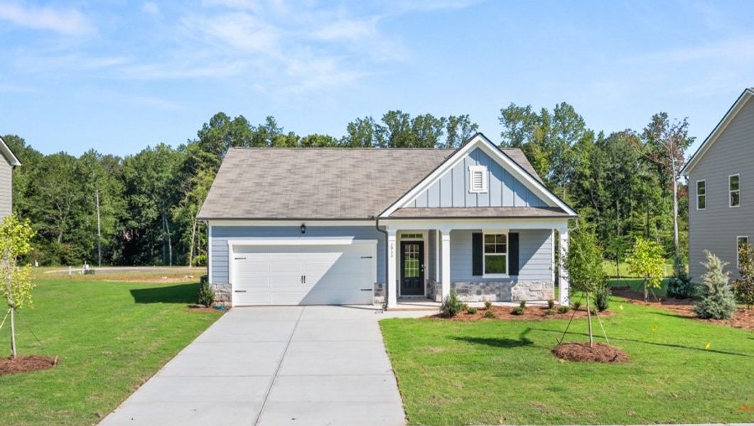 Representative exterior photo of a completed home built from the CALI by D.R. Horton in Fairhaven, Lithia Springs, GA (Image 1).