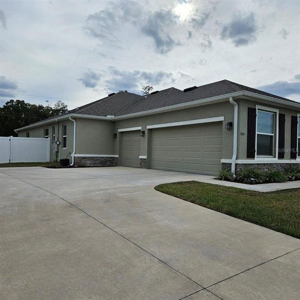 Side Entry Oversized 3 car Garage with Sink