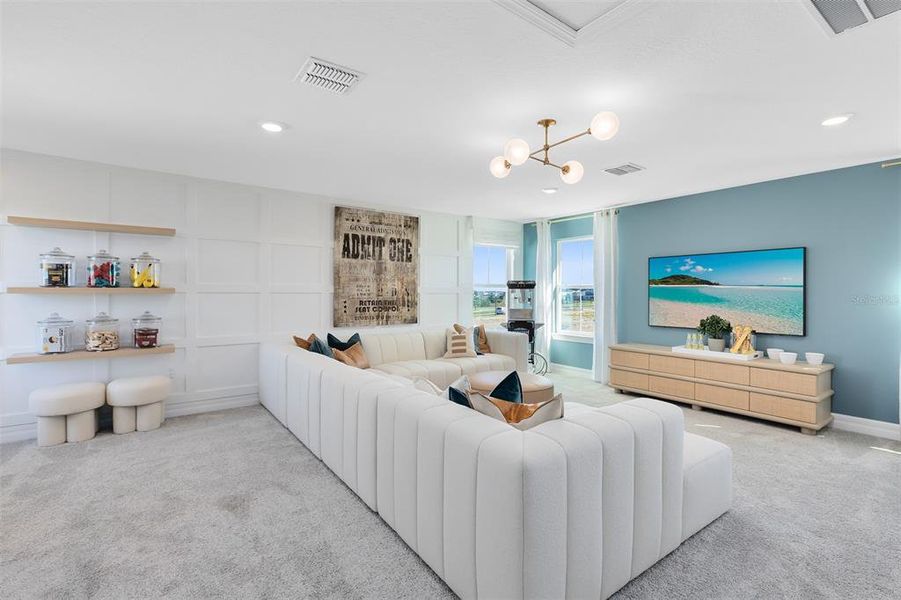 Model Home Design Only. Pictures and furnishings are for illustrative purposes only. Elevations, colors and options may vary. Furniture is for model home staging only.