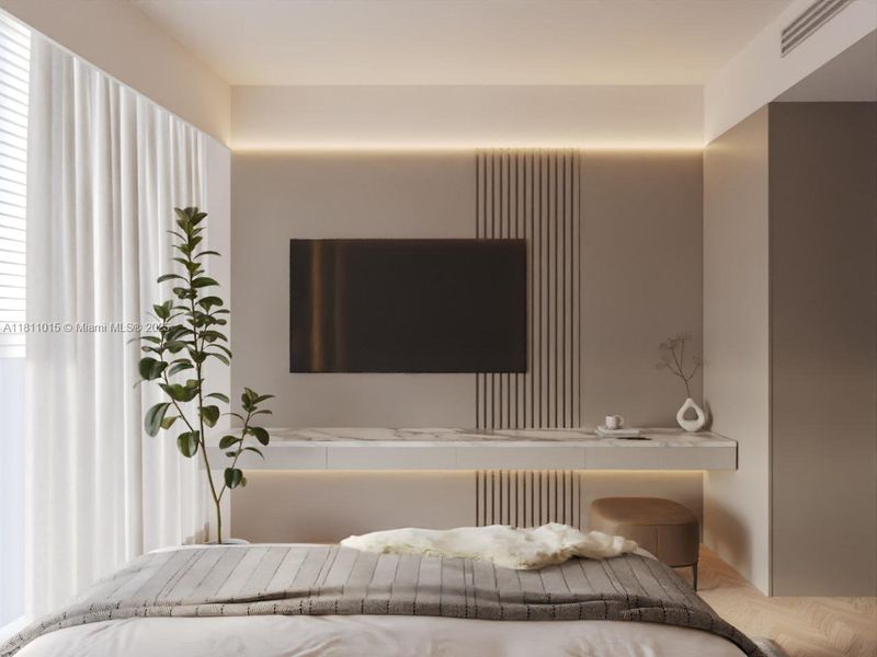 Furnished interior view inside a new home in Aston Martin Residences, Miami (Image 8).