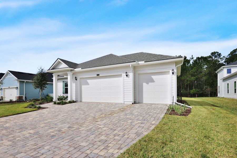 Representative exterior photo of a completed home built from the Eliza by Riverside Homes in Silver Landing at SilverLeaf, St. Augustine, FL (Image 32). Representative exterior photo of a completed home built from the Eliza by Riverside Homes in Silver Landing at SilverLeaf, St. Augustine, FL (Image 32).
