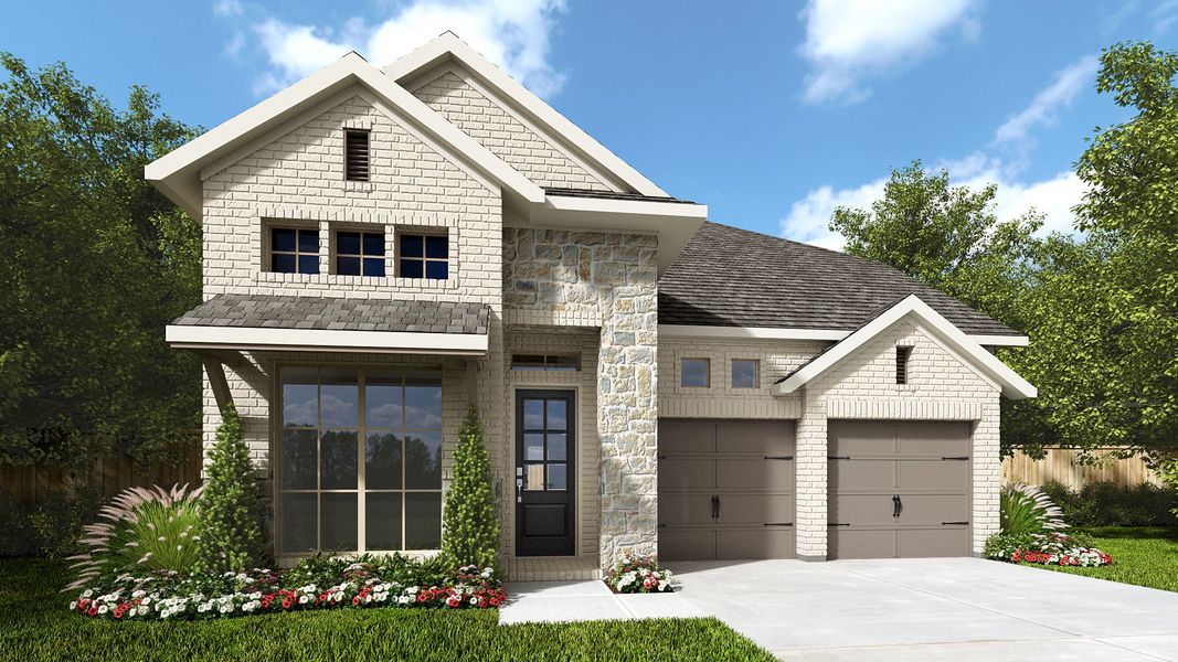 Representative exterior photo of a completed home built from the 2754H by Perry Homes in Stonecreek Estates 50', Richmond, TX (Image 3). Representative exterior photo of a completed home built from the 2754H by Perry Homes in Stonecreek Estates 50', Richmond, TX (Image 3).