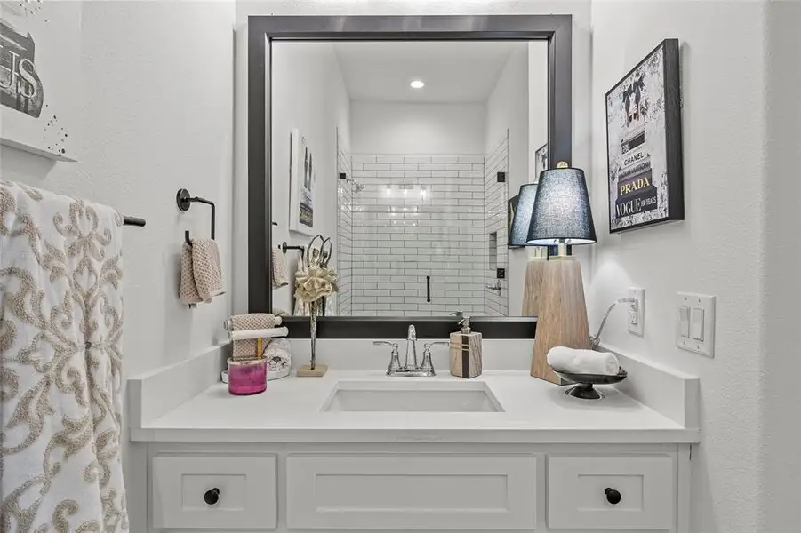 Bathroom with vanity   and Walk in Shower