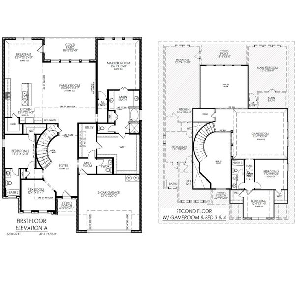 2D floor plan layout for the The Milan by Lillian Custom Homes in Westside Preserve, Midlothian, TX (Image 5).